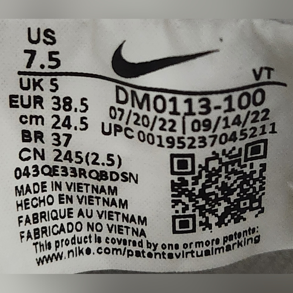 Nike Court Vision Alta Triple White Shoes Women's Size 7.5 - Picture 9 of 9